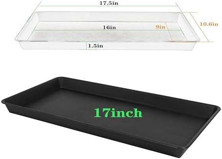 VUWEZ 4 Pack Plant Saucer Tray Rectangular, Plant Growing Nursery Trays, Heavy Sturdy Seed Starting Trays, Plants Starter Saucers for Indoors No Holes, Seed Starter Growing Tray (17.5"x10.6", Black) - Image 2