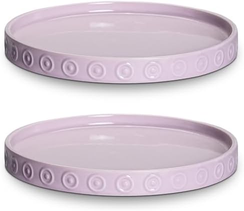 Eightpot 2 Pack Plant Trays for Pots, 7.5 Inch Plant Plates to Catch Water for Indoor Outdoor, Round Plants Water Catcher Tray, Boho Flower Pot Saucer, Decorative Plants Dishes to Catch Water, Purple by Eightpot
