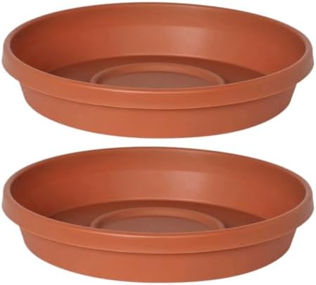 Bloem Terra Plastic Saucer Tray for 14" Terra Planters, Terra Cotta, 2-Pack by Bloem