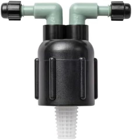 2-Port Drip Irrigation Manifold with Filter, 1/2-Inch NPT Thread, 1/4-Inch Tubing Barbed Outlets, Adjustable Flow Control, 360° Rotating Ports, Garden Drip System Connector by Unknown
