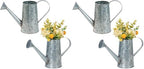 MyGift 5 Inch Small Rustic Galvanized Metal Decorative Vases in Vintage Style Watering Can Design for Dried Flowers and Artificial Plants, Set of 2 - Handcrafted in India (Pack of 2) by MyGiftHome