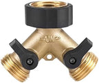Garden Hose Splitter, Garden Hose Y Valve Connectors Copper Hose Splitter, 2 Way Water Faucet Splitter with Valve by Unknown