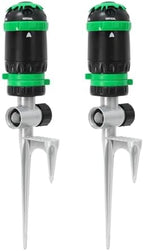 RESTMO 2 Pack Gear Drive Sprinkler with Step Spike Base, Green by Restmo