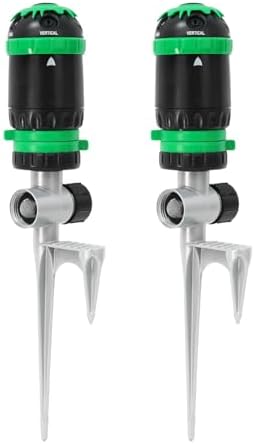 RESTMO 2 Pack Gear Drive Sprinkler with Step Spike Base, Green by Restmo