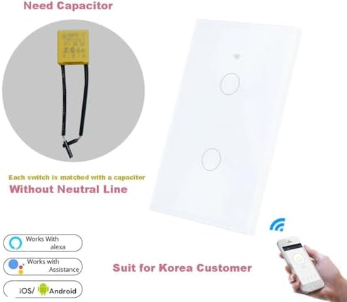 WiFi Smart Life Wall Light Switch EU&US Glass Touch Panel Voice Wireless Remote Control by Voice Control EU White 2GANG - Image 3