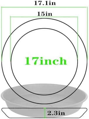 OVZILKI 2 Pack of Plant Saucer Tray 17 inch, Heavy Duty Plastic Pot Plant Drip Trays Saucers for Indoors Outdoor, Plant Water Tray for Planters 15-17" (17", Black) - Image 2