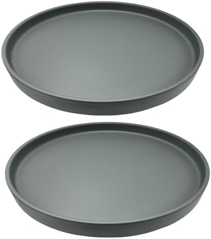 Yukfona Ceramic Plant Saucer Tray 2 Pcs 8 Inch Grey, 8.5" OD x8.15 ID x1 Deep| Fits Flower pots Bottom≤ 8.15", Heavy Duty Glazed Round Planter Drip with Catch Basin for Indoor Outdoor Plants by YUKFONA