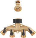 Heavy Duty Brass 4 Way Manifold Garden Hose Splitter Connector Water Tap Adapter 3/4 inch Gardening Irrigation Faucet Connectors(EU 1-out-4 Kit1) by Unknown