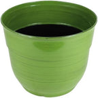 Garden Elements Indoor/Outdoor Glazed Brushed Happy Plastic Planter, Large, Dark Green, 15" - Image 2