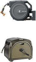 Bundle of Giraffe Tools Garden Hose Reel 5/8 inch x 90 ft Wall Mounted + Giraffe Tools SW5 100ft 5/8" Metal Hose Reel Box,Rubber Hose Garden Hose Storage Heavy Duty Reel Hideaway, Crank Handle,Green by Unknown