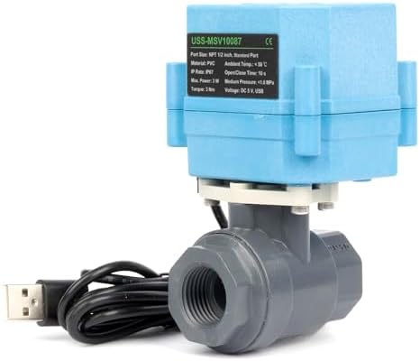 U.S. Solid WiFi Smart Motorized Ball Valve 1/2 in NPT, 2-Way PVC Electric Valve, USB Powered, LED Indicator, Remote On/Off for Water and Irrigation - Image 2