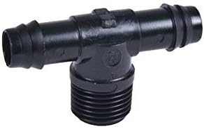 USA MADE - 25-Pack - 1/2" Inch Drip Irrigation Connectors/Hydroponics Barbed Connector Fitting, (Fits of 16mm.520 ID Drip Tubing) (1/2 Inch MNPT Adapter Tee) by OneStopOutdoor