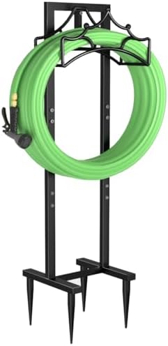 Garbuildman Garden Hose Holder with 4 Spikes, Freestanding Metal Hose Stand for Outdoor Garden, Detachable Hose Storage Rack for Lawn & Yard, Crown Black by Garbuildman