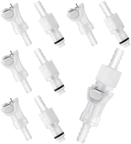 Chunful 10 Pcs 1/4" Quick Disconnect Connect Hose Barb Insert Fittings Plastic Male Female Coupling Connector 5 Female and 5 Male Connectors by Chunful