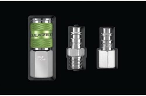Flexzilla A53457FZ Pro High Flow Coupler & Plug Ki 7 Piece | 1/4" NPT | Push to Connect System | Allows Twice the Flow to Your Air Tools | Maximum Efficiency - Image 3