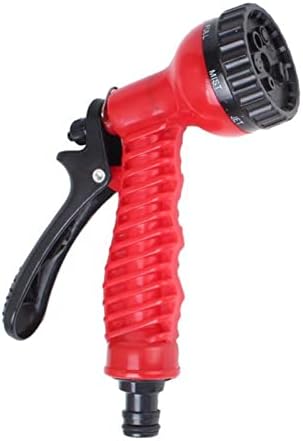 Garden Hose Pipe Spray Gun- Water Spray Gun Soft Grip Handle Multi Pattern Water Sprayer Watering Irrigation Garden Accessories (Color : Red) by Unknown