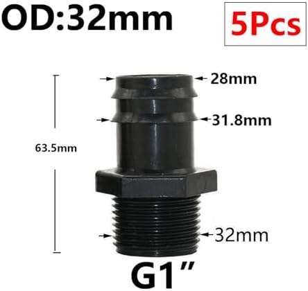 5pc 16mm 20mm 25mm 32mm Garden Hose PE Tube Barb Connector 1 2 3 4 1 Inch Thread Straight Elbow Coupler Fitting Farm Irrigation Joint(I) - Image 2