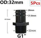 5pc 16mm 20mm 25mm 32mm Garden Hose PE Tube Barb Connector 1 2 3 4 1 Inch Thread Straight Elbow Coupler Fitting Farm Irrigation Joint(I) - Image 2