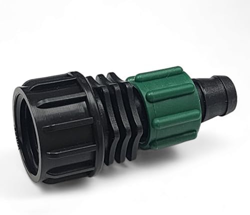 10-Pack - USA MADE Premium Drip Tape Irrigation Tubing FEMALE HOSE SWIVEL, (5/8" or .625" - .645") Universal Perma-Loc Connector Barbed Locking Fitting - Fits All Brands 16mm Drip Tape AG Tubing by OneStopOutdoor