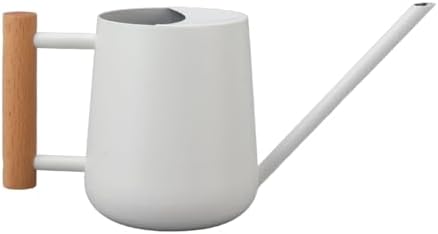 Watering Can for Indoor Plants, Small Watering Cans for House Plant Garden Flower,Watering Can 900ml Stainless Steel Long Spout Wooden Handle Elegant Flower Watering Pot (White) by Unknown