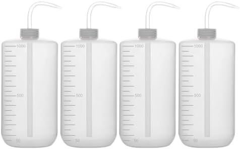 stonylab Chemical Wash Bottle, 4-Pack Plastic Safety Lab Squeeze Wash Bottle, LDPE with Narrow Mouth, 1000 ml / 4 Bottle by StonyLabScientific