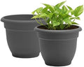 Bloem Ariana 16" Plastic Self-Watering Planter, Charcoal, 2-Pack by Bloem
