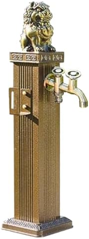 Free Standing Water Column for Home Garden, Outdoor Column Faucet, Garden Hose Holder with Full Copper Faucet, Square Garden Water Column, Stainless Steel(Brass,69cm/27in) by Unknown