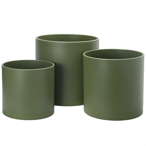 D'vine Dev 3-Pack Plastic Pots & Saucers, 10/12/14 in, Olive, 74-V-I-6 by DvineDevPlanterPotsandStand