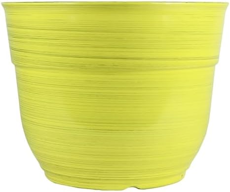 Garden Elements Indoor/Outdoor Glazed Brushed Happy Plastic Planter, Large, Bright Yellow, 15" by GardenElements
