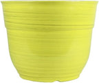 Garden Elements Indoor/Outdoor Glazed Brushed Happy Plastic Planter, Large, Bright Yellow, 15" by GardenElements