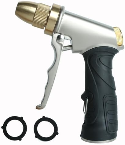 Heavy Duty Metal High Pressure Garden Hose Nozzle, 7 Adjustable Water Spray Patterns Handheld Hose Sprayer with Rubber Gasket for Car Washing Lawn Watering Patio Cleaning by TUNGFULL