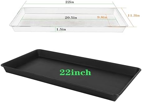 VUWEZ 4 Pack Plant Growing Nursery 1020 Trays, Plant Saucer Tray, Heavy Sturdy Seed Starting Trays, Plant Saucer for Indoors No Holes, Seed Starter Growing Tray (22"x11.2", Black) - Image 2