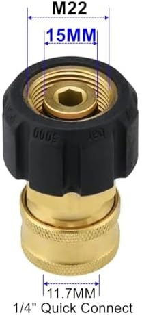 Hose Connector 6pcs Swivel M22 to 1/4" Quick Connect Hitch for High Pressure Wash Gun to Hose Adaptor Connection for Garden Fitting(M22 15MM Connect) - Image 2