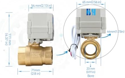 2 Way Brass 1" 12VDC 9-24VDC 0-5V NPT Proportional Integral Modulating Control Motorized Ball Valve - Image 5