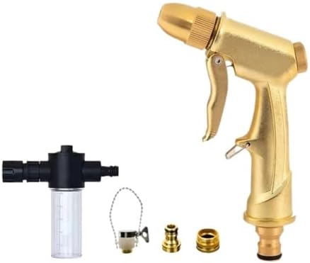 High-Pressure Brass Nozzle Water Gun Garden Hose Sprayer For Gardening Lawn Watering Washing Multi-Purpose Cleaning Tool(Golden Gun set) by Unknown