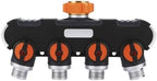 Water Tap Splitter, Garden Hose Splitter 2-Way 4-Way Black 1/2" to 3/4" Thread Quick Connector(Black-4 Way) by Unknown