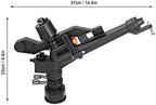 1-1/2" Impact Rain Gun Sprinkler with 2 Nozzles, Adjustable 360 Degree Automatic Rotating Garden Water Sprinkler, for Covering Large Areas, Tall Crops and Pastures Lawn Sprinkler - Image 5