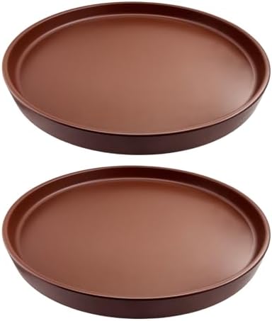 Yukfona Ceramic Plant Saucer Tray 2 Pcs 8 Inch Brown, 8.5" OD x8.15 ID x1 Deep| Fits Flower pots Bottom≤ 8.15", Heavy Duty Glazed Round Planter Drip with Catch Basin for Indoor Outdoor Plants by YUKFONA