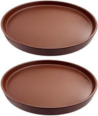 Yukfona Ceramic Plant Saucer Tray 2 Pcs 8 Inch Brown, 8.5" OD x8.15 ID x1 Deep| Fits Flower pots Bottom≤ 8.15", Heavy Duty Glazed Round Planter Drip with Catch Basin for Indoor Outdoor Plants by YUKFONA