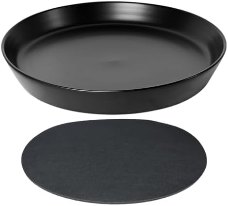 Ceramic Plant Saucer Tray 10 11 12 Inch Black, 12.7" OD x11 ID x2 Deep| Round Sturdy Heavy Duty Glazed Bevel Planter Drip Flower pots with Catch Basin for Indoor Outdoor Plants by Unknown