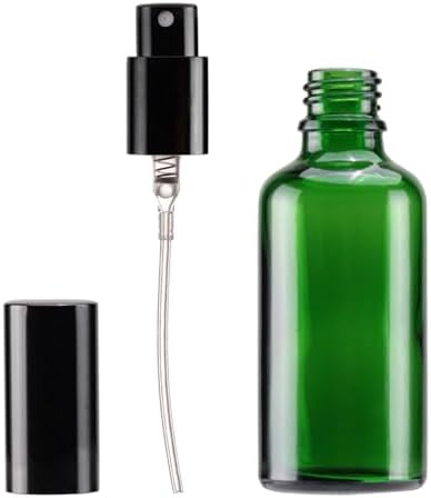 YIZHAO Green Glass Spray Bottles 2oz, with Small Fine Mist Spray, Metal Cap, Refillable for Essential Oil,Travel,Cleaning,Perfume,Aromatherapy,Makeup – 12 Pcs - Image 4