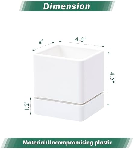 D'vine Dev 3-Pack Plastic Herb Planter Pots, 4 in, White, 76-Y-A3-1 - Image 2