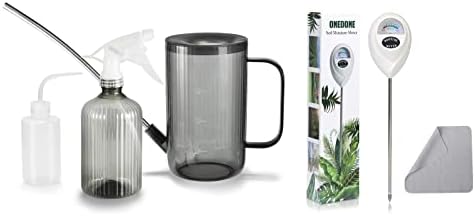 Watering Can Indoor Plants Small Watering Can Set w/Spray Bottle, Squeeze Bottle, Soil Moisture Meter(Gray) by ONEDONE