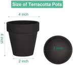 vensovo 4 Inch Black Terracotta & Clay Pots with Saucer, 6 Pack - Image 2