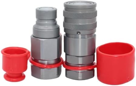 FFH 3/4'' SAE-12 Skid Steer Bobcat Flat Face Hydraulic Quick Connect Couplers Hydraulic Disconnect w/Dust Caps by BLUEAGLE