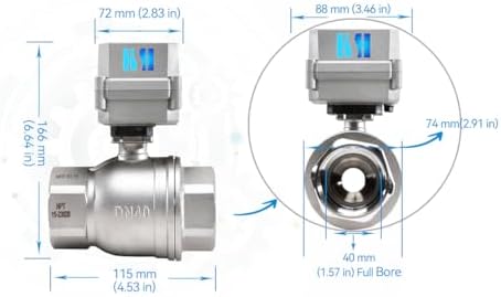 1-1/2 inch DN40 110-230VAC Normally Closed Stainless Steel 304/CF8 Motorized Electrical Ball Valve With U.S. Plug - Image 4