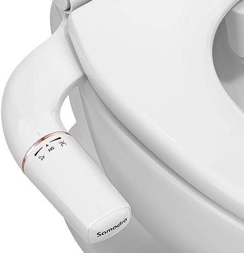 SAMODRA Ultra-Slim Hygienic Bidets Attachment for Existing Toilets - Adjustable Fresh Water Pressure Self Cleaning Nozzle Easy to Install, Rose Gold by SAMODRA