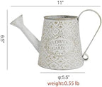 Vintage White Metal Flower & Garden Watering Can, Rustic Farmhouse Decorative Watering Pot Planter for Home Patio Backyard Outdoor Plant Care - Image 6