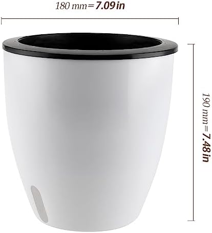5 Pack 7 Inch Self Watering Plant Pots, White Plastic Self Watering Flower Pots with Visual Water Level Window, Self Watering Planter for Indoor Plants, Herb, African Violet, Succulent - Image 2