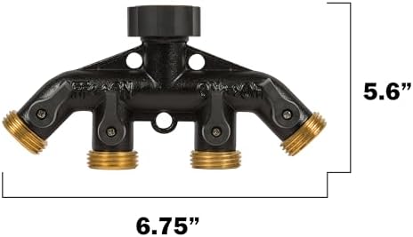 Gilmour Heavy Duty 4 Way Garden Hose Splitter with Shut Off Valves - Image 3